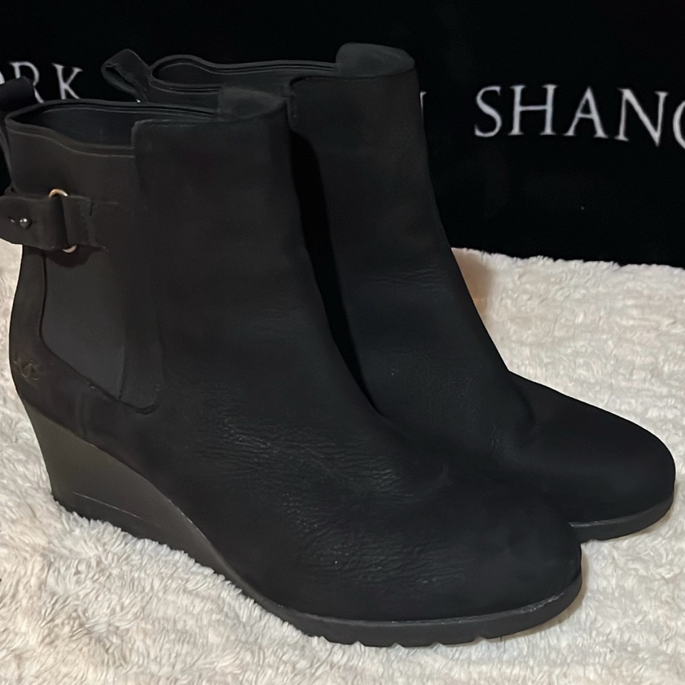 Ugg black indra waterproof wedge boots